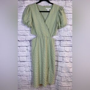 And Now This Sage Green Puff Sleeve Cutout Dress Size Small